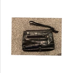 Black leather-like wristlet!